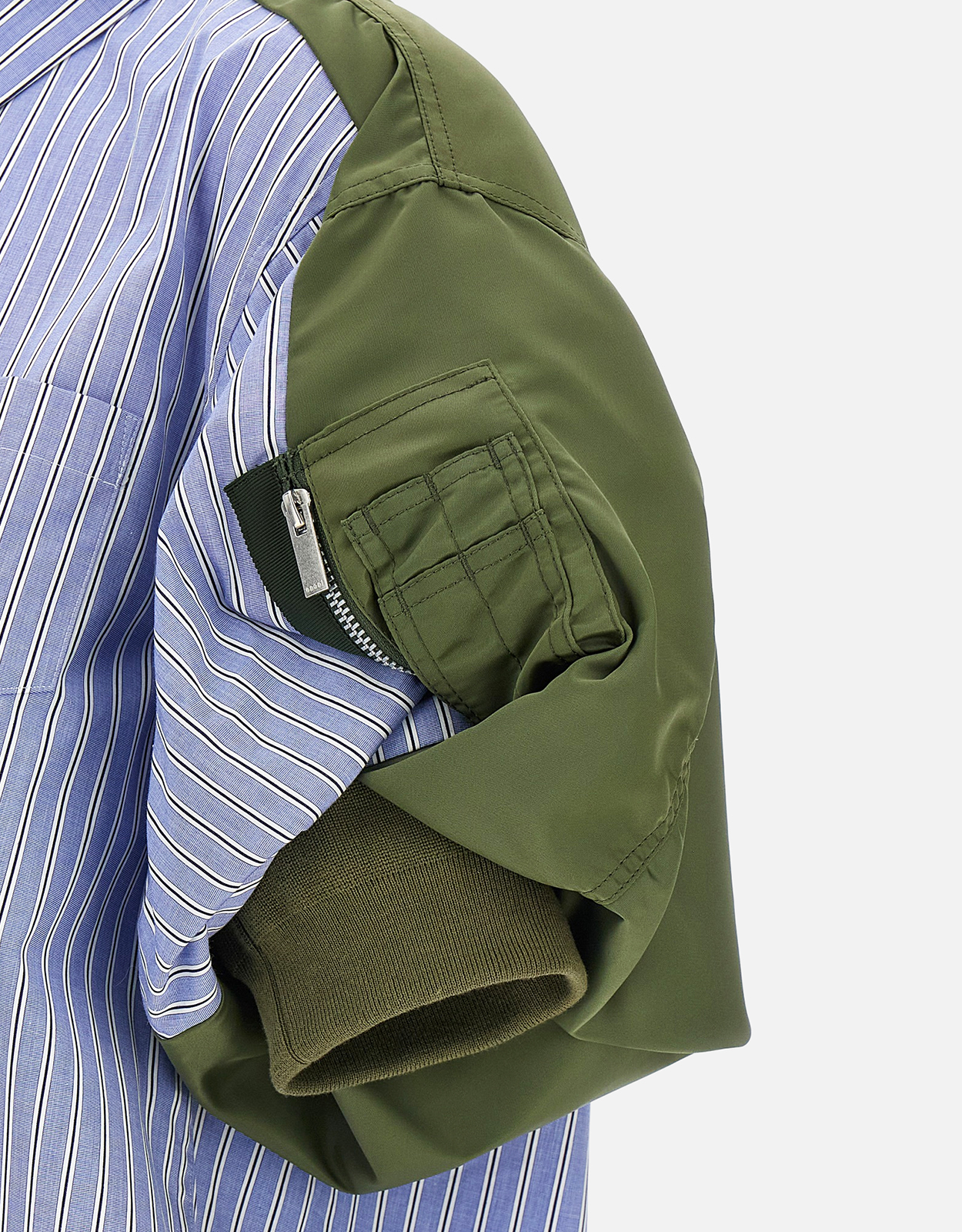 Sacai ストライプ コットンポプリン ボンバースリーブ クロップシャツ