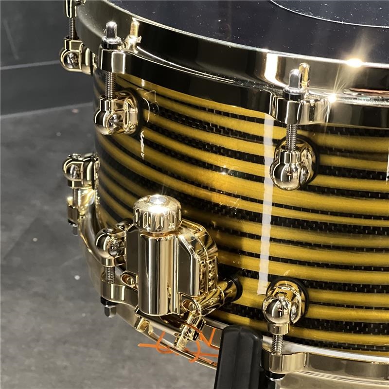 Pearl Masterworks Snare Drum 14x6.5 -Gold Swirl on Black Carbon