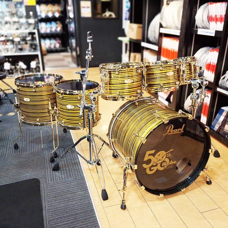 Pearl Masterworks 6pc Drum Kit -Gold Swirl on Black Carbon【イケベ