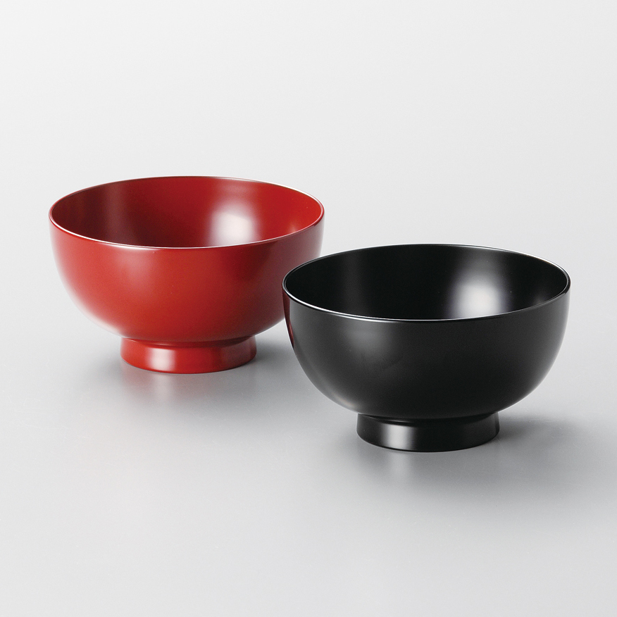 夫婦汁椀 中 黒・朱 2客セット 漆塗り 12-04002 漆器の井助