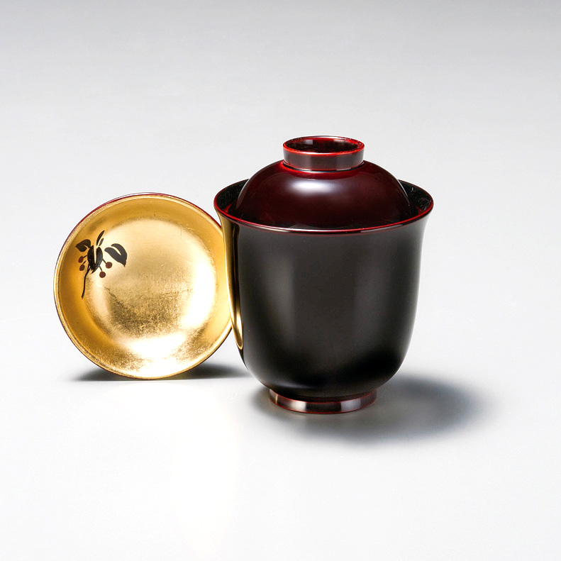 小吸物椀 箔やぶこうじ 溜 5客セット 漆塗り【製造中止】 漆器の井助