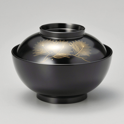 雑煮椀 沈金 松 黒/朱 漆塗り 12-01102/01101 漆器の井助