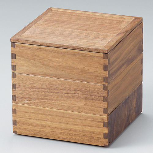 三段重 ウォールナット 内黒 5寸 木製 12-15002 漆器の井助