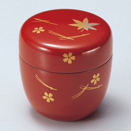 中棗 吹き寄せ 朱 漆塗り お茶道具 12-16103 漆器の井助