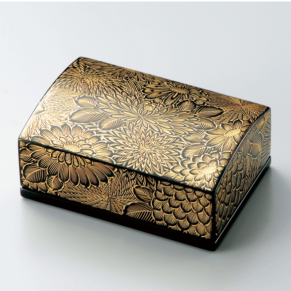 名刺箱 沈金菊彫 小 黒 木製 漆塗り 名刺入れ・名刺ケース 12-12308