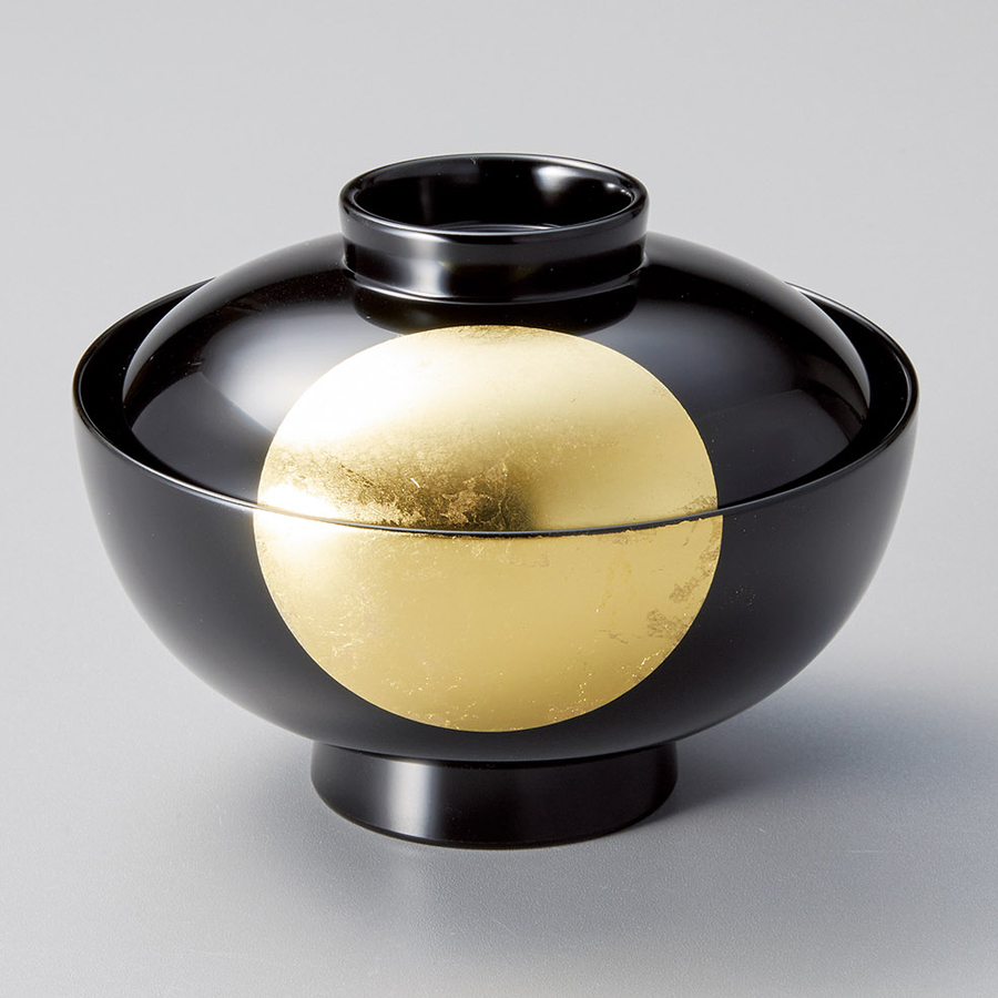 吸物椀 箔日月 黒 漆塗り (製造中止) 漆器の井助