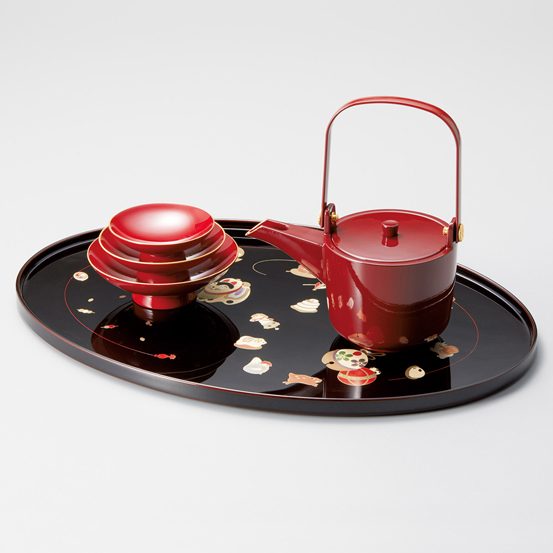 三つ組杯 朱 縁金 (製造中止) 漆器の井助