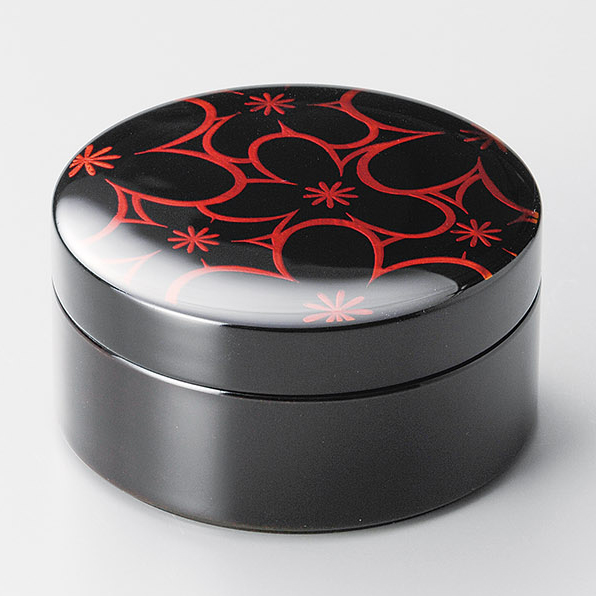 小物入れ 透かし花 溜 丸大 漆塗り (製造中止) 漆器の井助