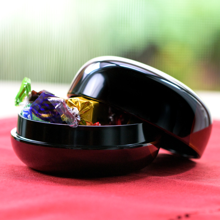 ボンボニエール 日月白檀 漆塗りキャンディーボックス 漆器の井助