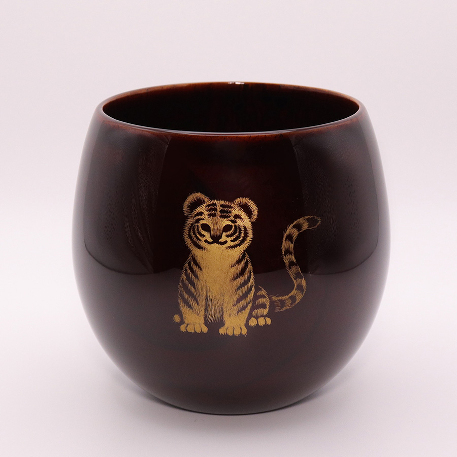 干支カップ 木地呂 沈金 木製 漆塗り 漆器の井助