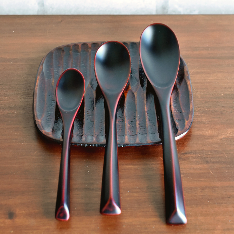 絆スプーン 中 消溜/朱 うるし 木製 漆塗り カトラリー 漆器の井助