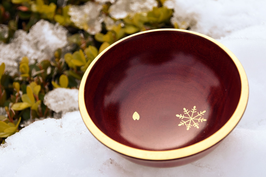 ぐい呑み 茜 雪月花 木製 漆塗り 盃 おちょこ 酒器 漆器の井助