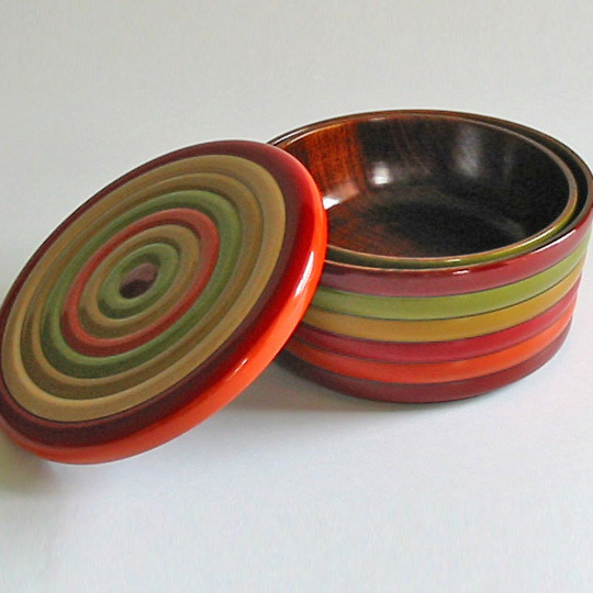 入れ子二段重箱 独楽文様 弁当箱/ランチボックス 木製 漆塗りお重箱