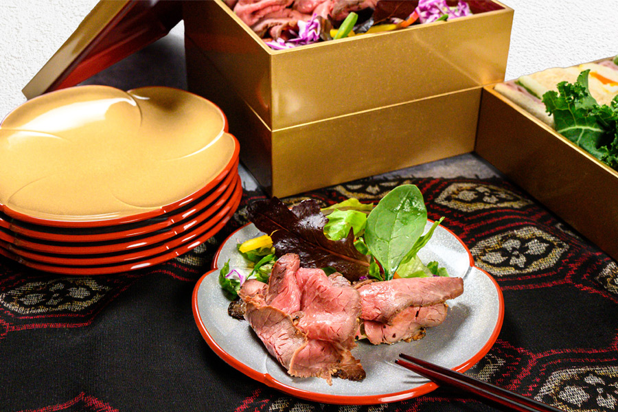 銘々皿 5.0 福梅 金ラメ/銀ラメ 5枚セット FC23-3/4 漆器の井助