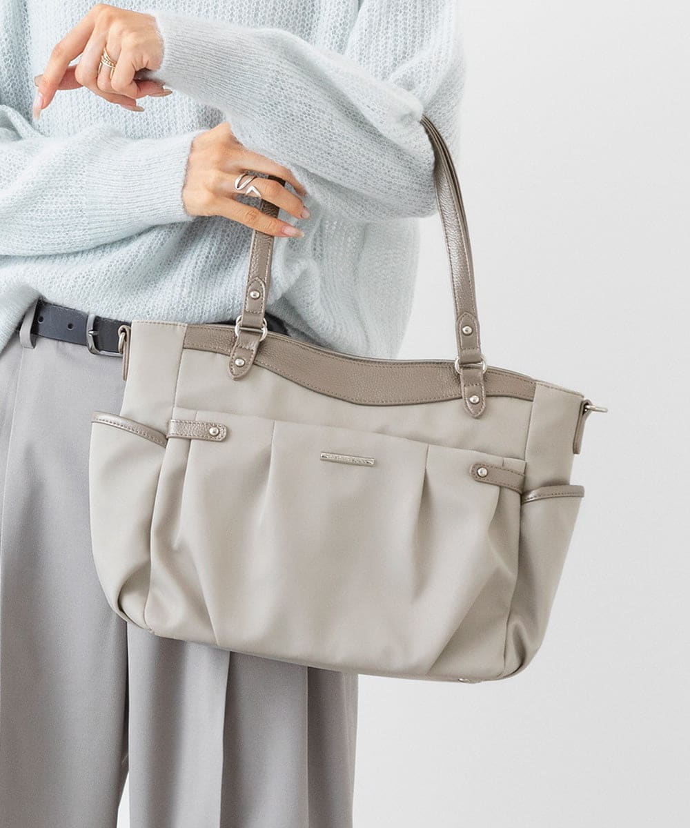 2WAY/撥水加工]レザージョイントナイロントートバッグ(トートバッグ