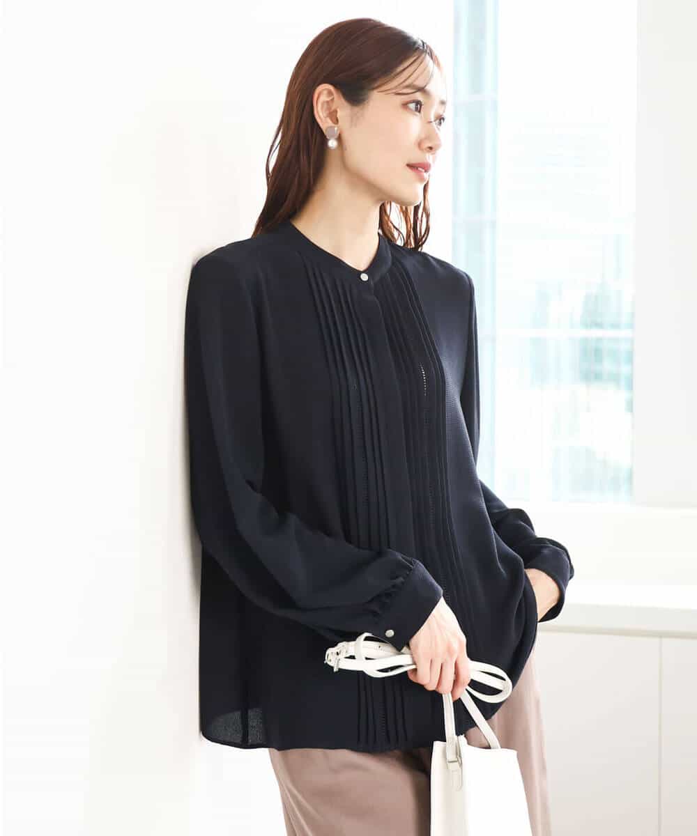 ピンタックデザインジョーゼットブラウス/洗える(ブラウス・シャツ