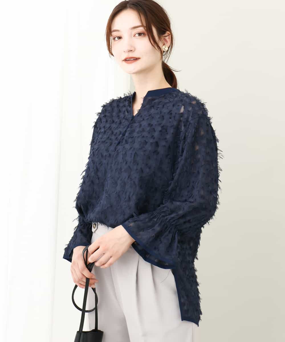 フリンジカットジャガードブラウス/洗える(ブラウス・シャツ) | MK