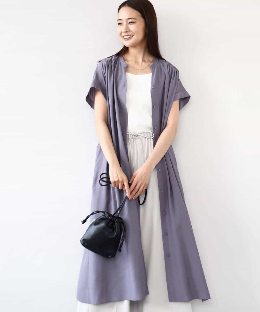 ベルト付きキーネックワンピース/洗える(ワンピース) | MK MICHEL