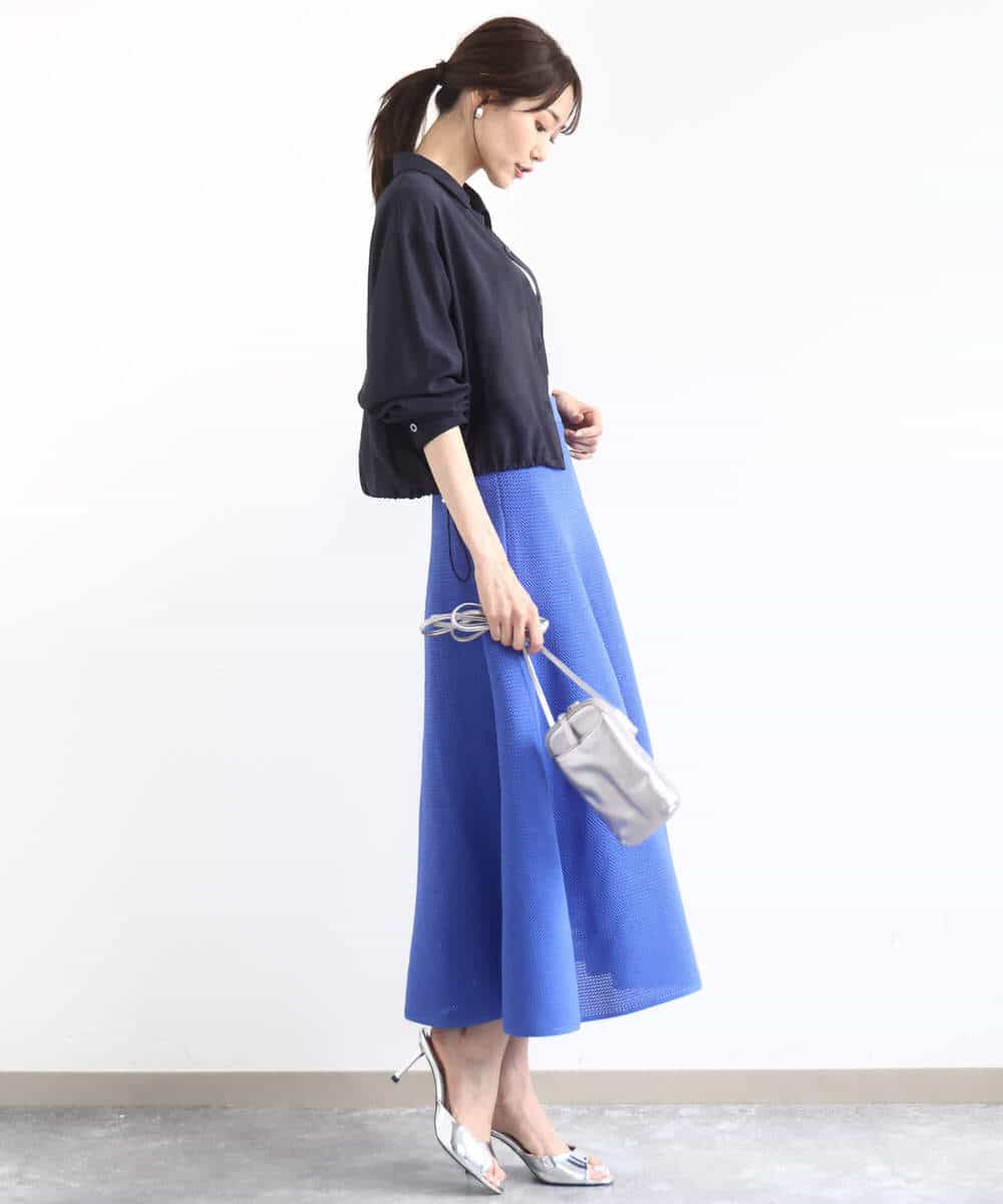 フレアシルエットスポディッシュニットスカート/洗える(ロング・マキシ