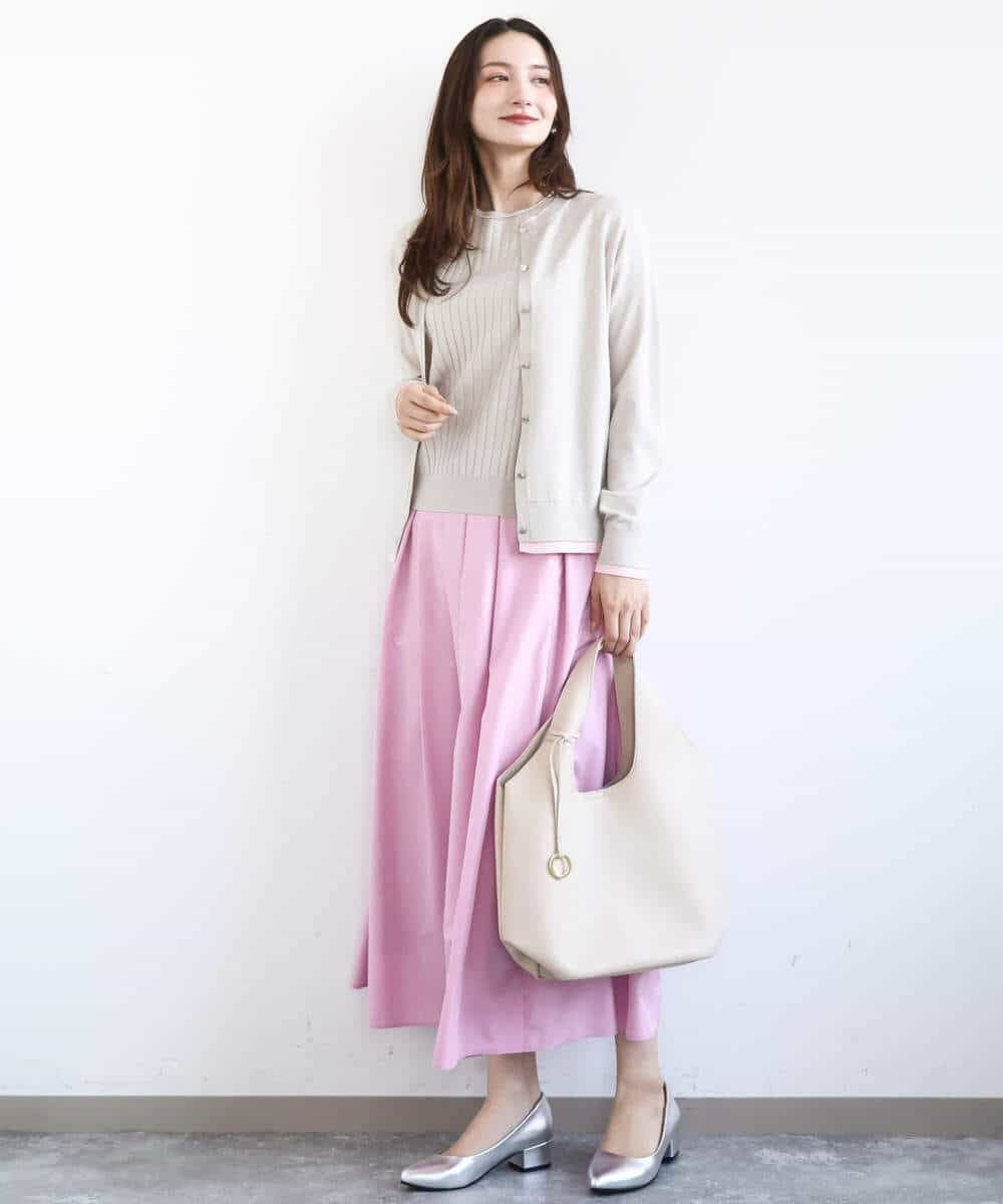 タックフレアスカート（無地）/洗える(ロング・マキシ丈スカート) | MK