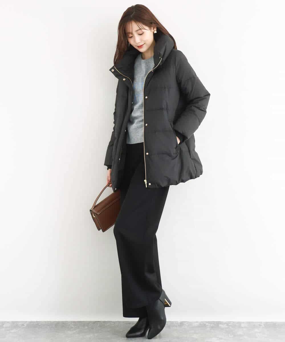 ベーシックタフタ ミドルダウンコート/撥水加工(ダウンジャケット