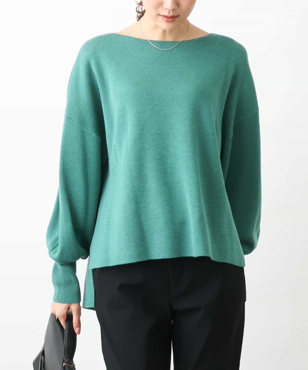 ベルト付きボートネックニット/洗える(ニット・セーター) | OFUON le