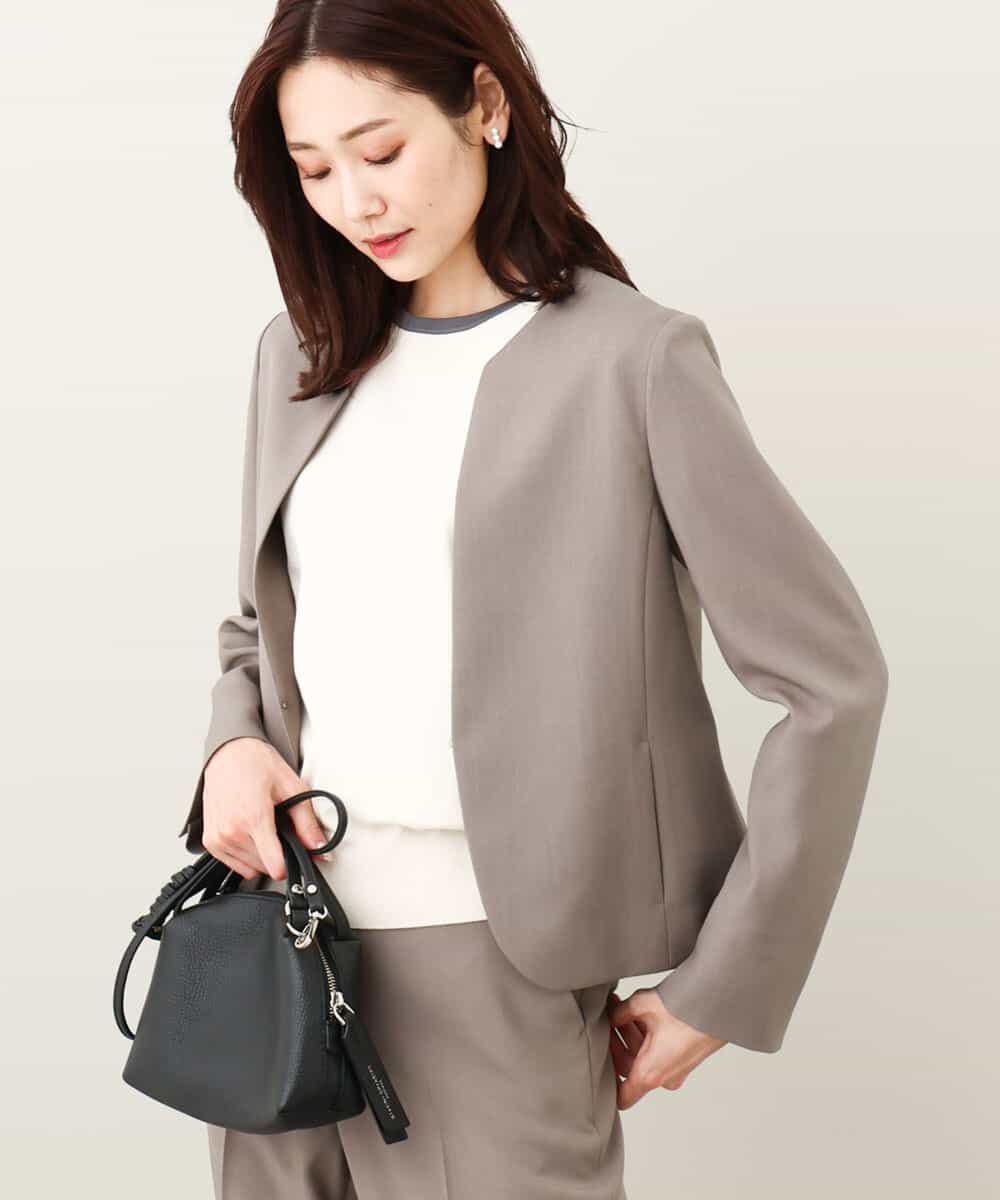 ノーカラージャケット/セットアップ対応/洗える(ノーカラージャケット