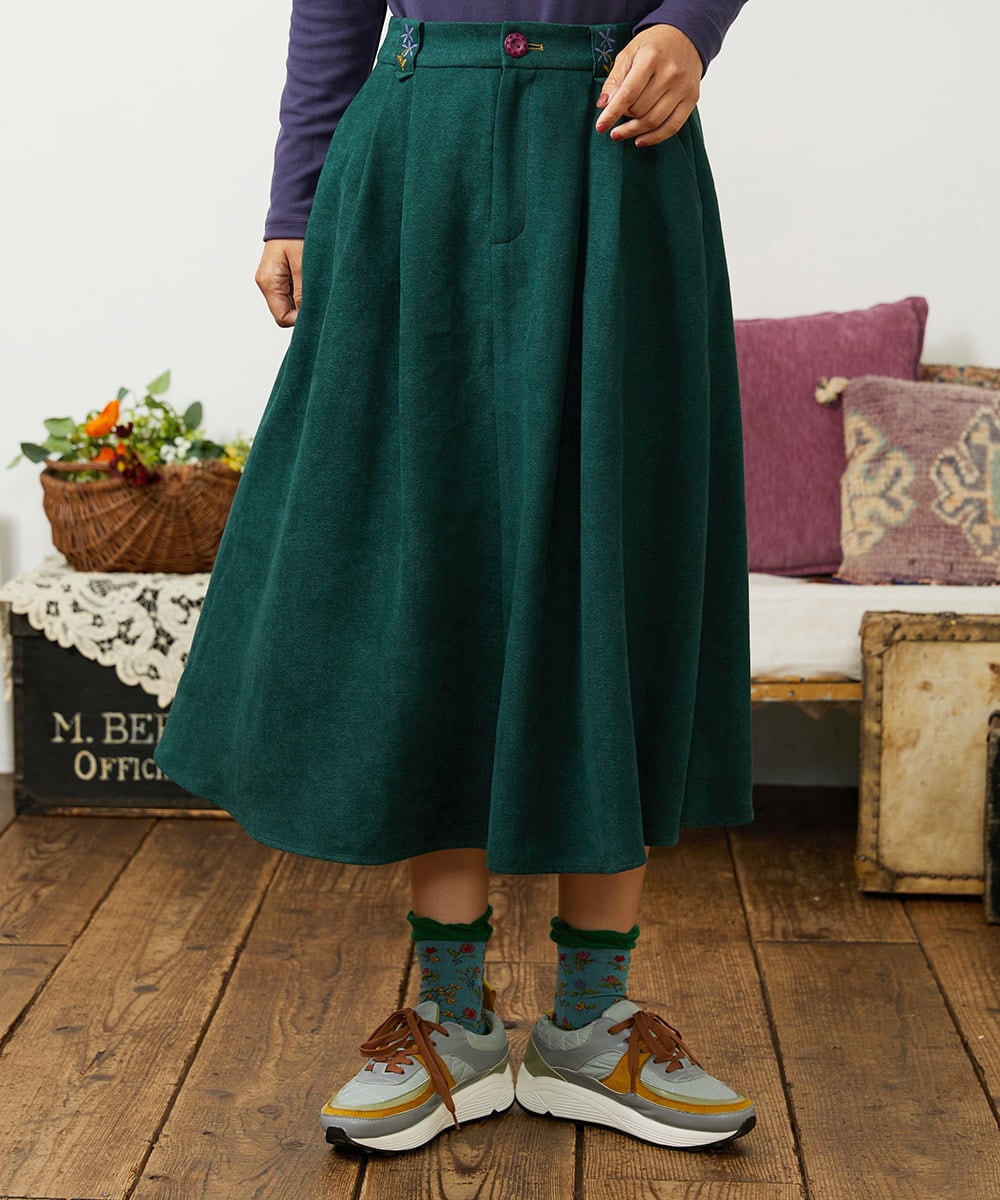 Pradera ピーチ起毛タックスカート(ミモレ丈スカート) | Jocomomola