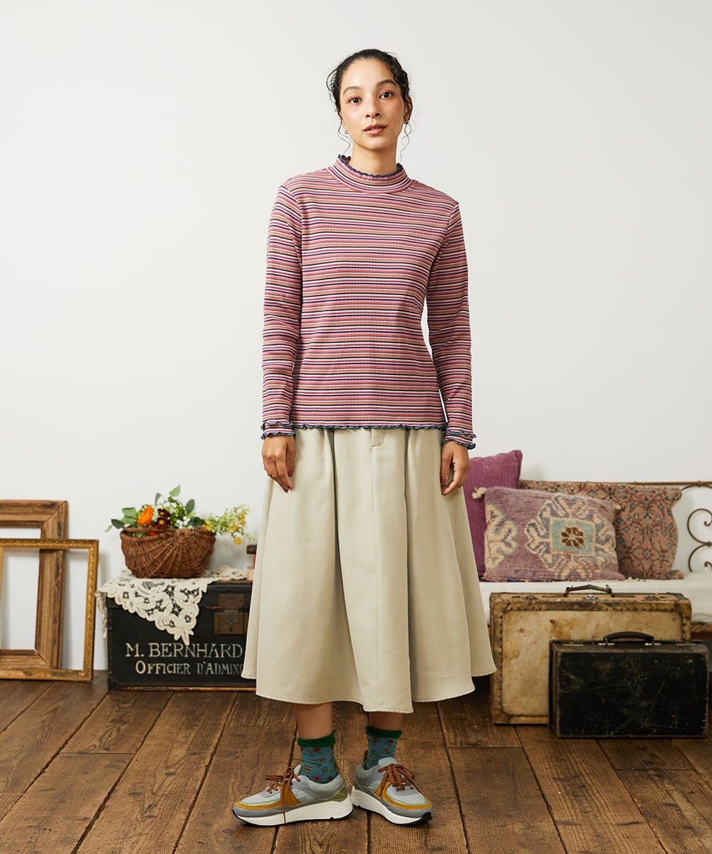 Pradera ピーチ起毛タックスカート(ミモレ丈スカート) | Jocomomola