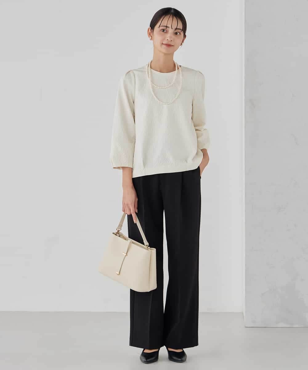 洗える/ストレッチ/セットアップ対応】ダブルクロスワイドパンツ