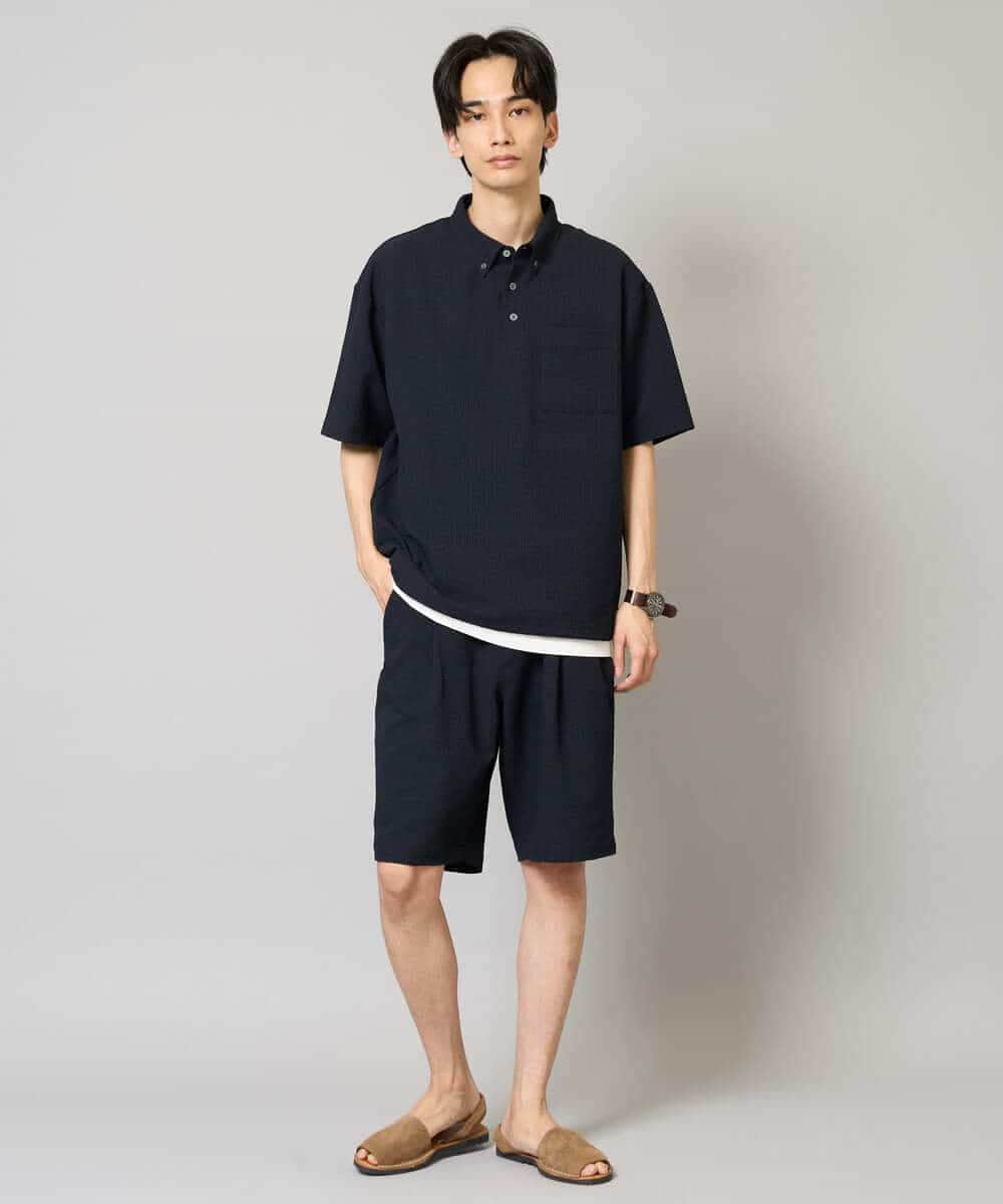 イージーケア/吸水速乾/毛玉になりにくい】シアサッカーワンタック