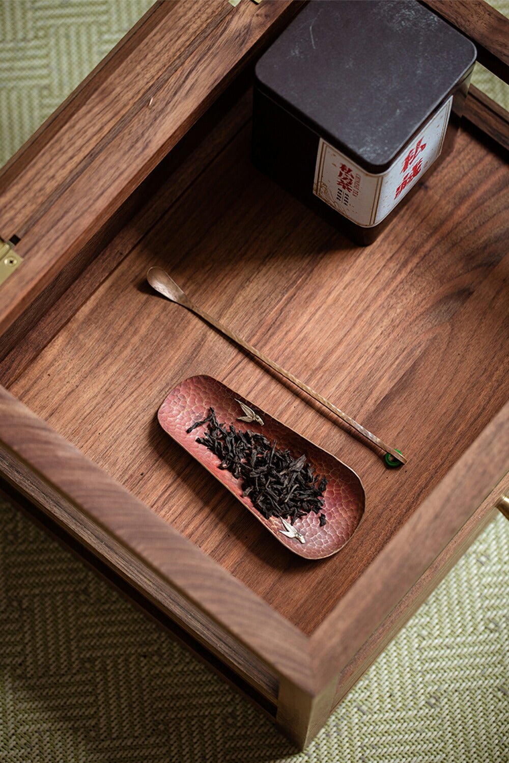 IwaiLoft 煎茶道具 銅製 茶合 茶味 さごう 茶杓 茶量 茶匙 彫刻 お茶