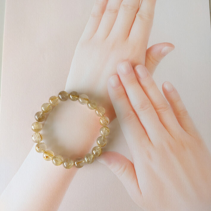 ルチルクォーツ 10mm玉 パワーストーン ブレスレット 金運 財運 事業運