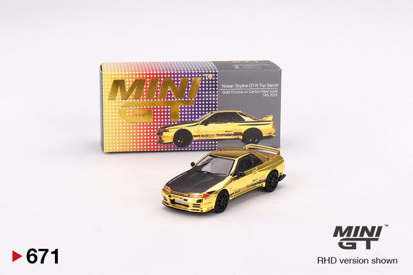 MINI GT #671 Nissan Skyline GT-R Top Secret VR32 Gold Chrome w
