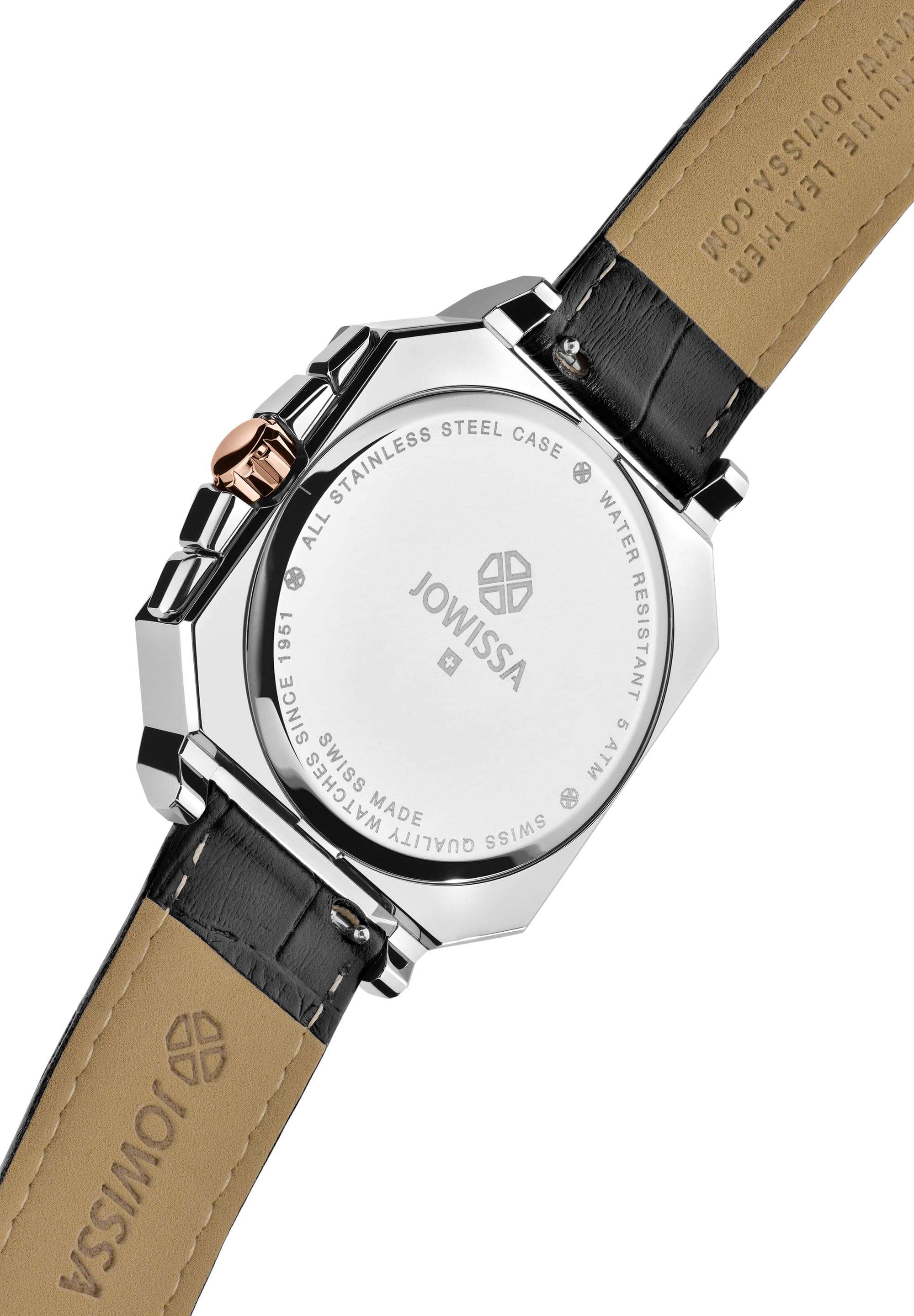 Octa 6 Octagonal Case Swiss Chronograph Watch for Men Black