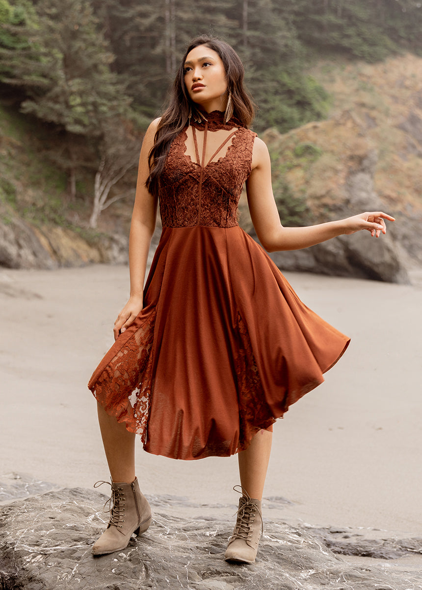 Layana Dress in Cinnamon - Joyfolie