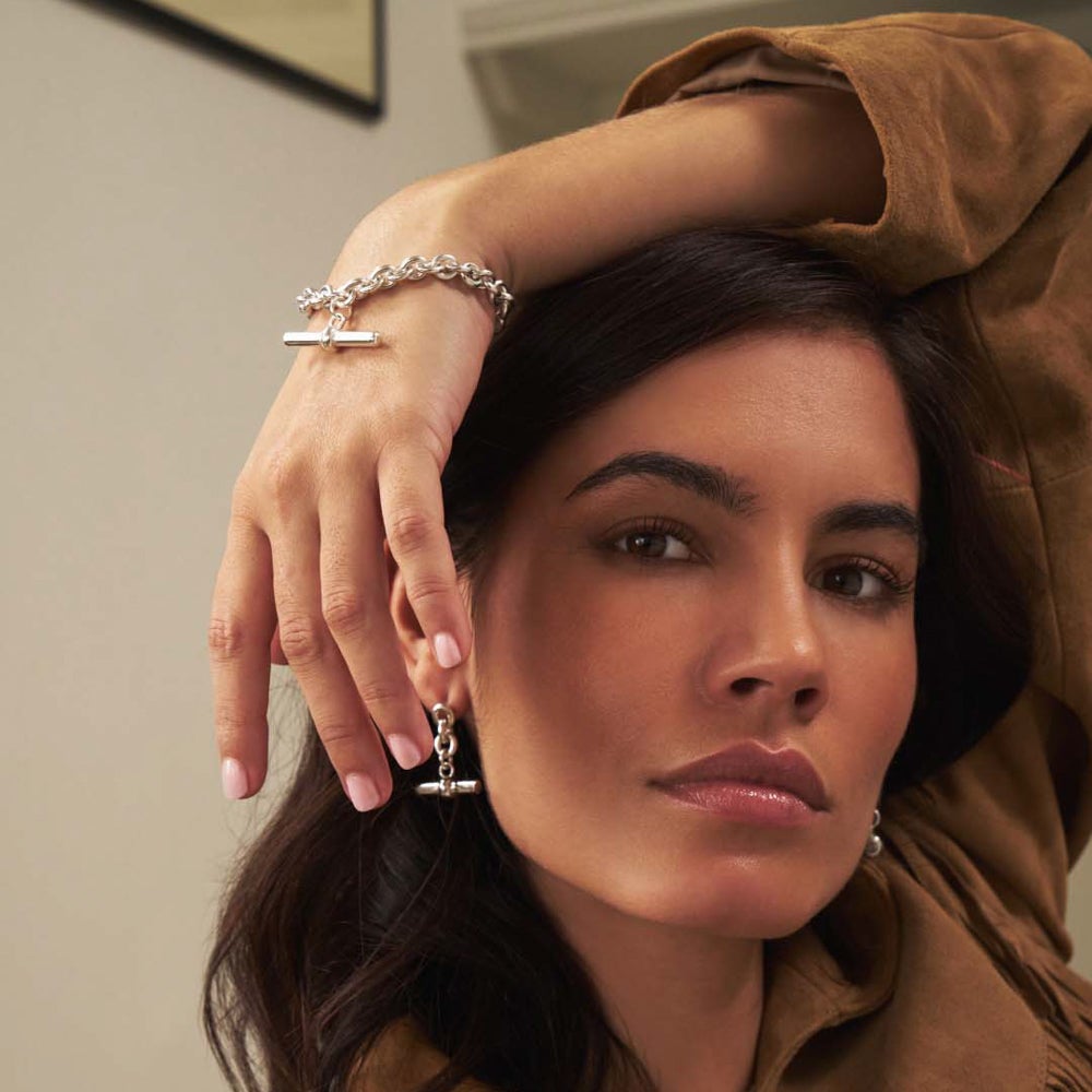 ChloBo Silver Anchor Chain T-Bar Bracelet