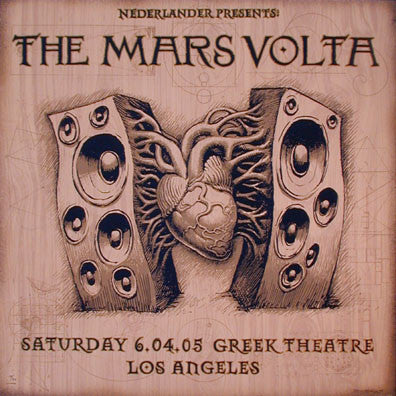 2005 The Mars Volta - Los Angeles Wood Variant Concert Poster by
