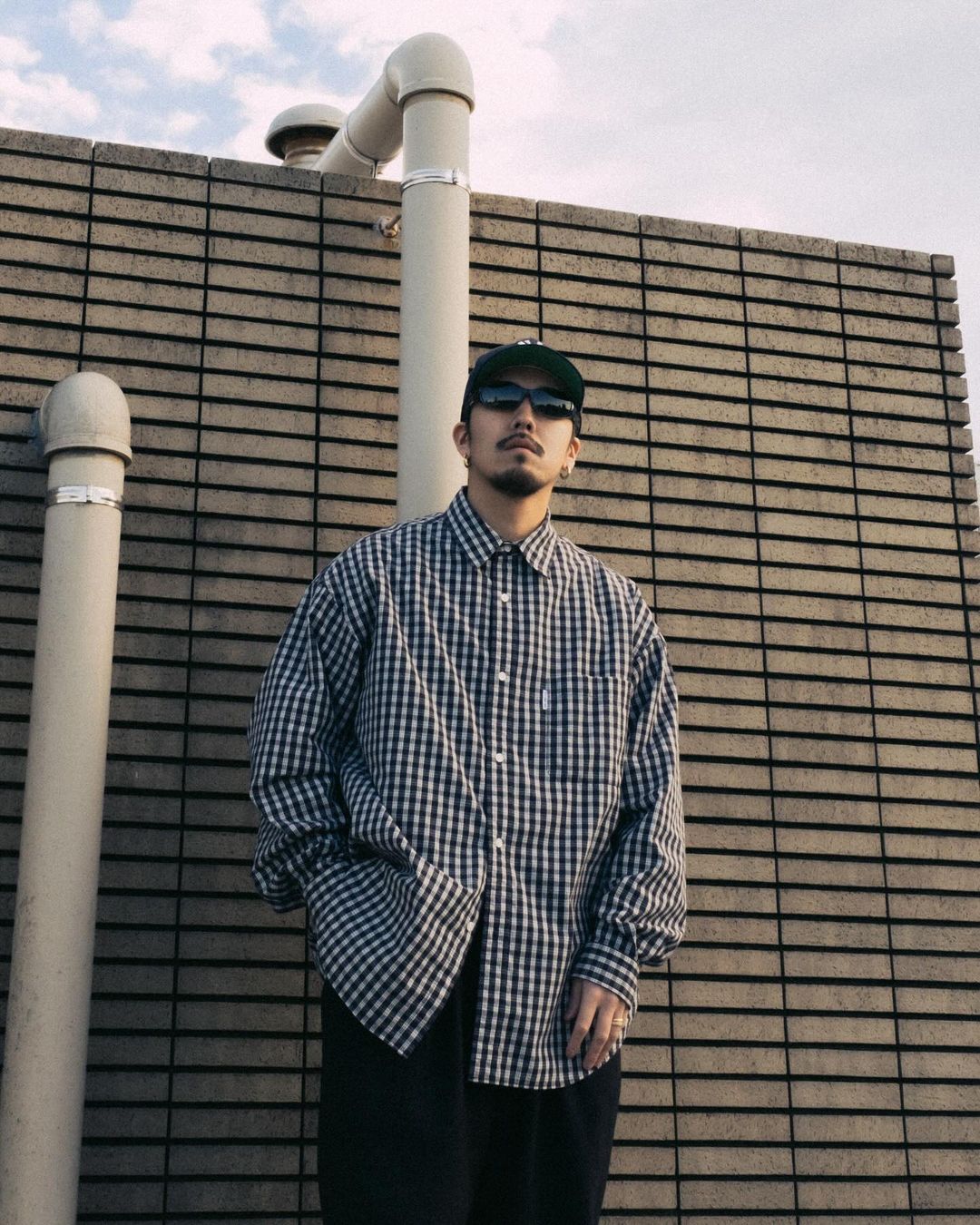 COOTIE PRODUCTIONS/Dobby Check L/S Shirt（Black）［ドビーチェック
