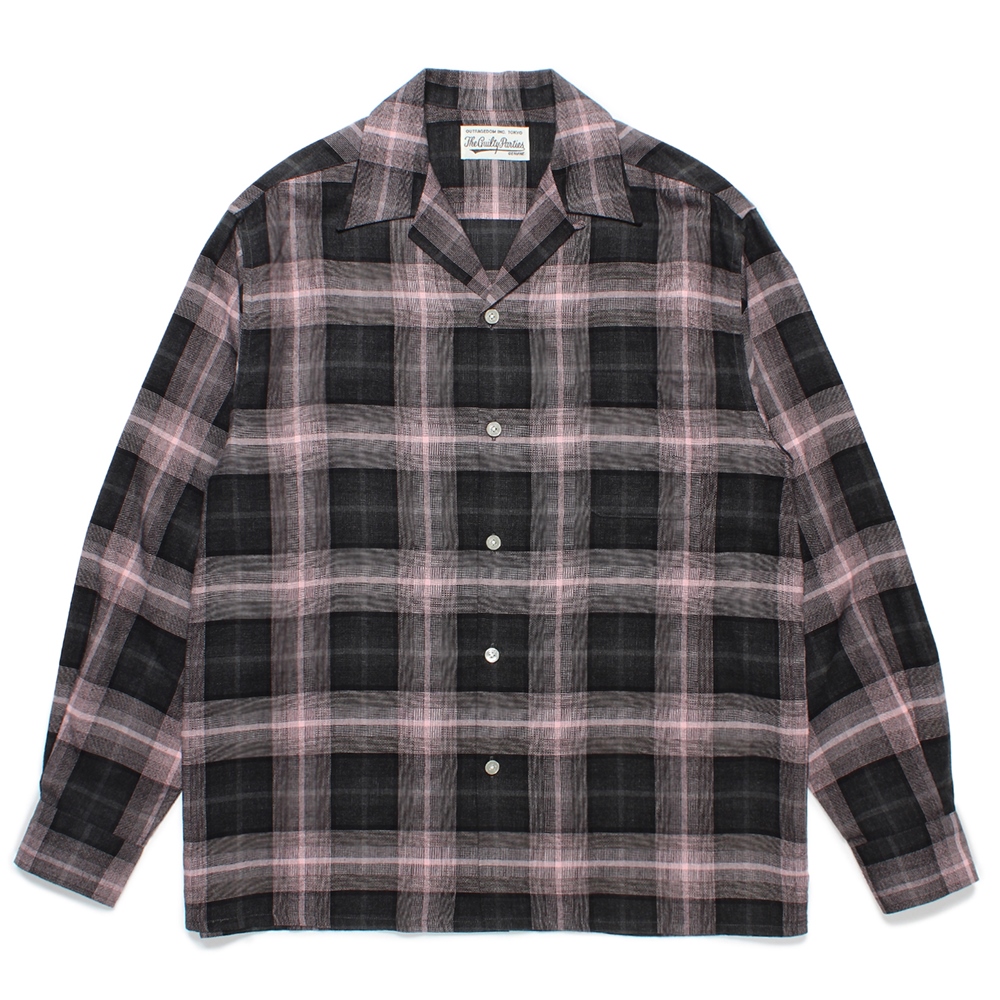 WACKO MARIA/OMBRE CHECK OPEN COLLAR SHIRT（PINK）［オンブレ
