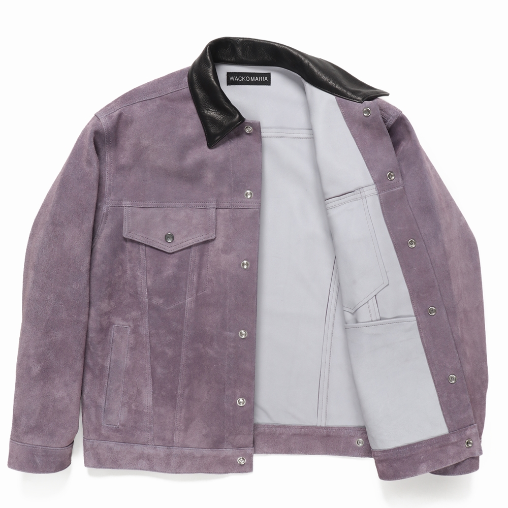 WACKO MARIA/SUEDE TRUCKER JACKET（PURPLE）［スウェードレザー
