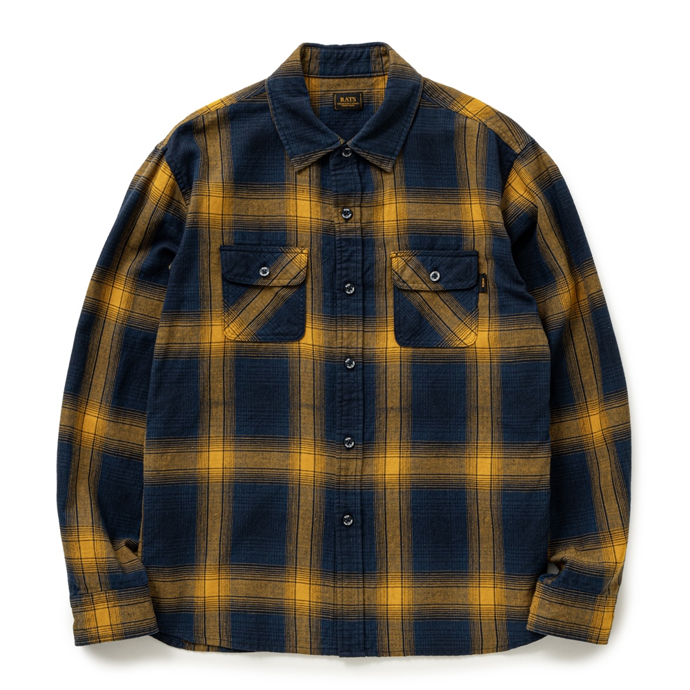 RATS/COTTON LINEN CHECK SHIRT（NAVY/YELLOW CHECK）［コットンリネン