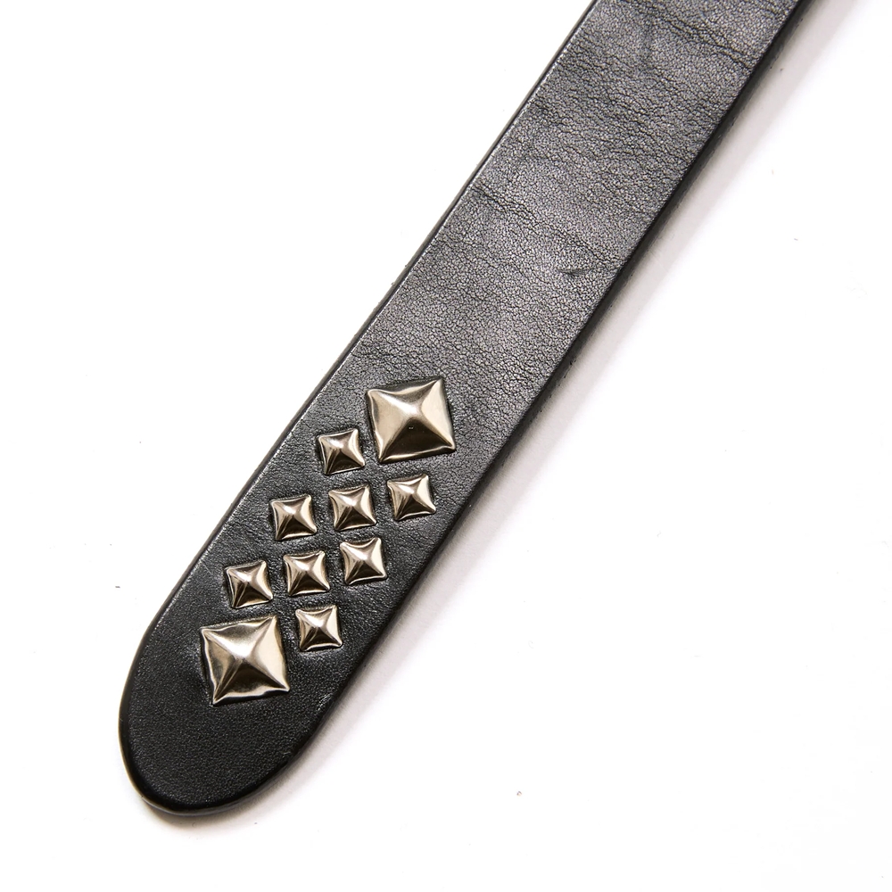 CALEE/STUDS LEATHER NARROW LONG BELT（BLACK）［スタッズレザー