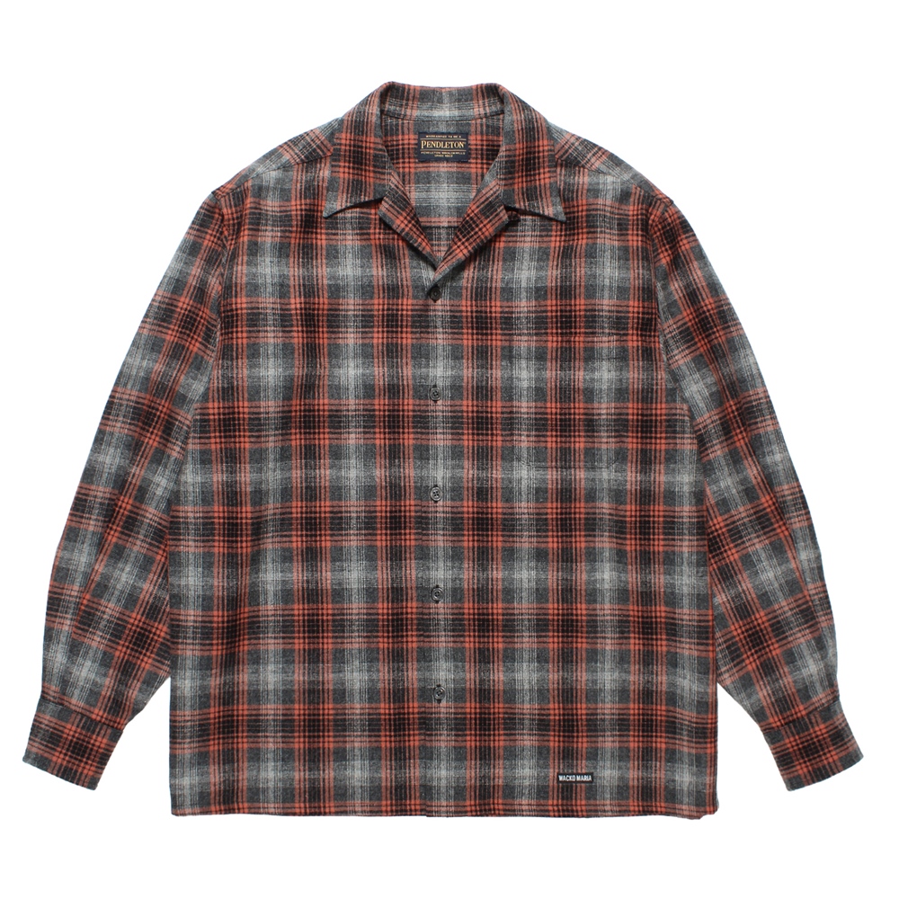 WACKO MARIA/PENDLETON / WOOL OMBRE CHECK OPEN COLLAR SHIRT（GRAY