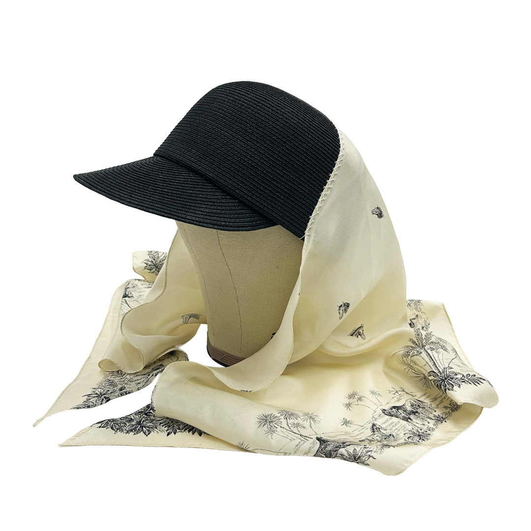 DAIRIKU/Scarf Docking Straw Cap（Black）［スカーフドッキング
