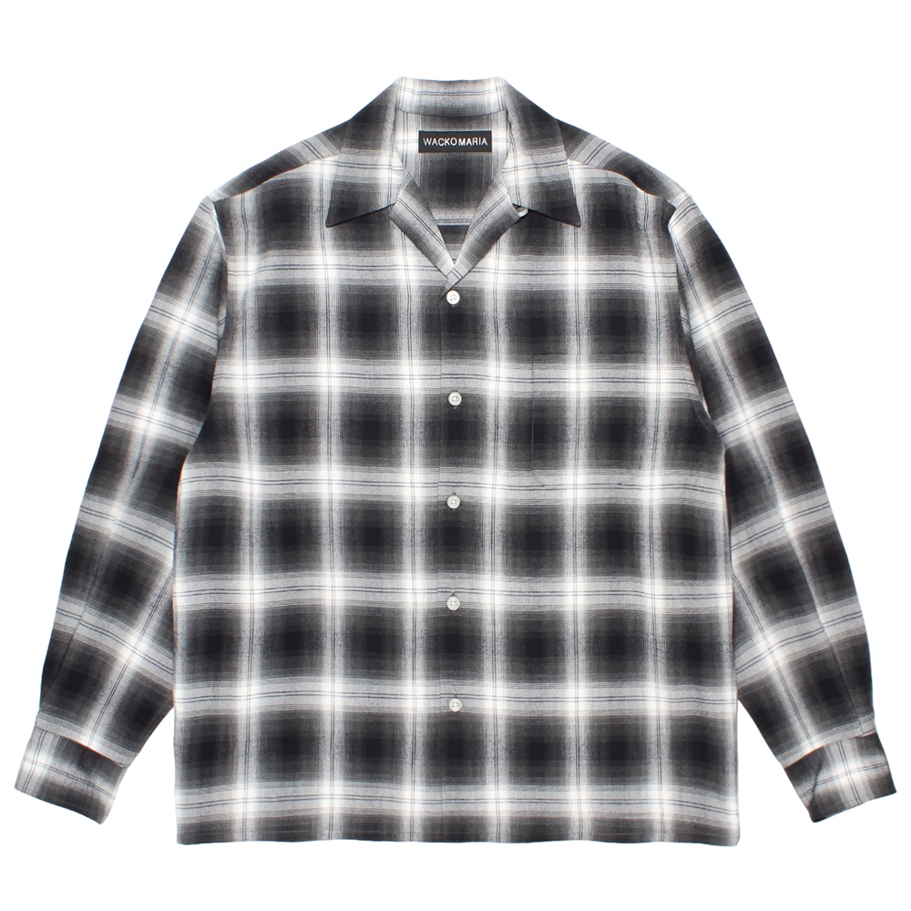 WACKO MARIA/OMBRE CHECK OPEN COLLAR SHIRT（GRAY）［オンブレ