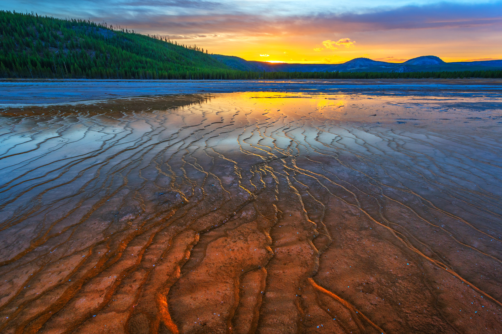Grand Prismatic Spring Yellowstone Sunset Fine Art Print | Prints