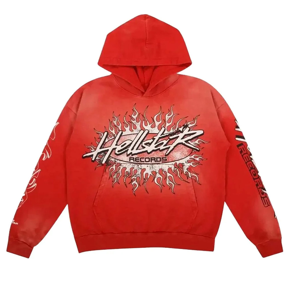 Fleece Pullover Records Red Hellstar Hoodie