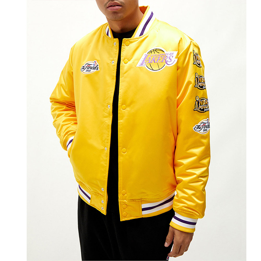 Yellow Satin Los Angeles Lakers Champ City Jacket - Jackets Masters