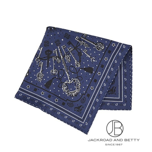 シルクバンダナ プリュムティ レ・クレ マリン ネイビー 紺[] Silk